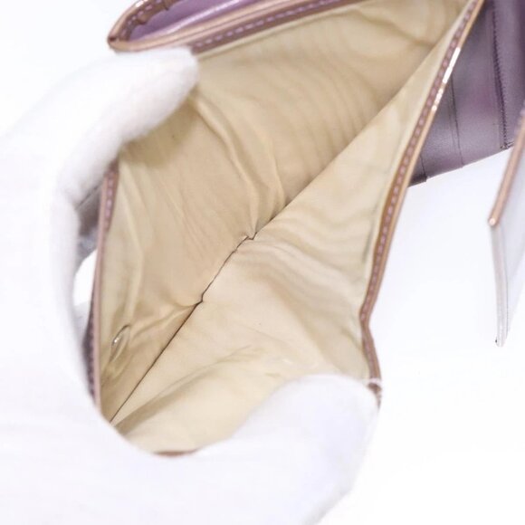 CHANEL Bifold Wallet Enamel Purple Silver CC Auth - Picture 15 of 16